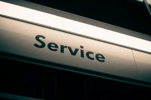 Neon sign with Service showing